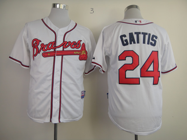 Men Atlanta Braves #24 Gattis White MLB Jerseys->atlanta braves->MLB Jersey
